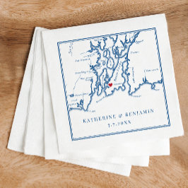 Newport Rhode Island Map Navy Elegant Wedding Serviette