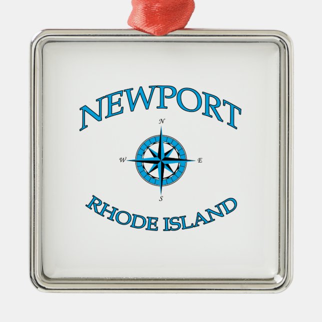 Newport Rhode Island Nautical Silbernes Ornament (Vorne)
