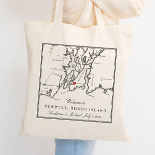 Newport Rhode Island Schwarz-Weiß-Hochzeitsbegrüßu Tragetasche