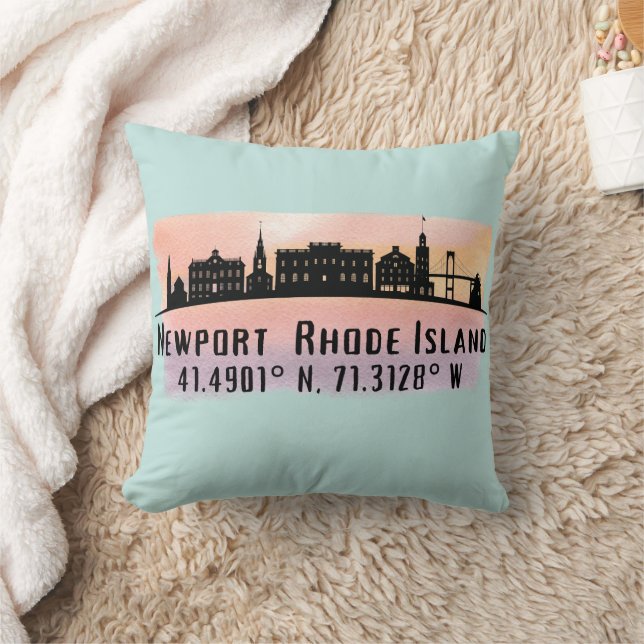 Newport RI City Skyline Kissen (Decke)