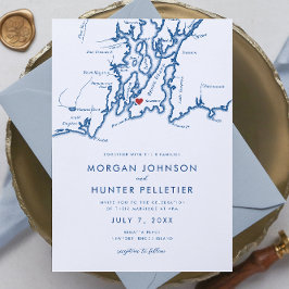 Newport RI Elegant Navy Blue Minimalistisch Weddin Einladung