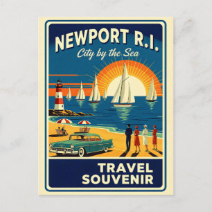 Newport RI Retro-Reisepostkarte – Stil der 1950er Postkarte
