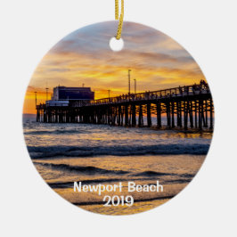 Newport's Balboa Pier 2 sided round Keramik Ornament