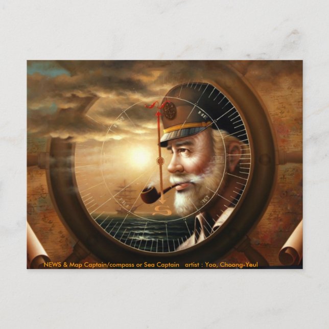 NEWS & Map Captain/Kompass oder Sea Captain Postca Postkarte (Vorderseite)