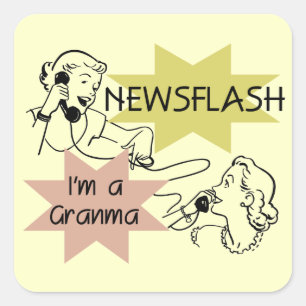Newsflash Ich bin ein Granma-Tshirts und Geschenke Quadratischer Aufkleber