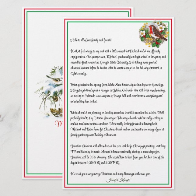 Newsletter "personalisierter Weihnachten" Bird (Vorne/Hinten)