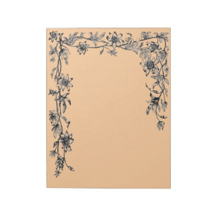 Newsletter Rustica Blume Border Sepia Notepad Notizblock