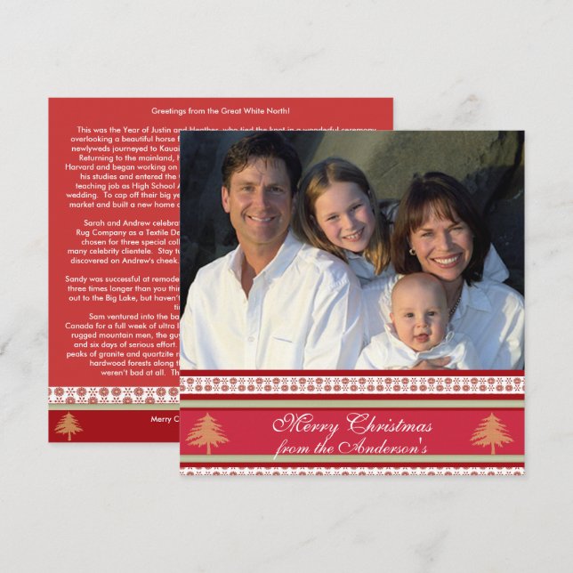 Newsletter sur la carte de Noël Damas rouge dos (Devant / Derrière)