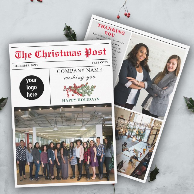 Newsletter Weihnachten Zeitung Business Corporate (Christmas Newsletter Newspaper Business Corporate Holiday Card)