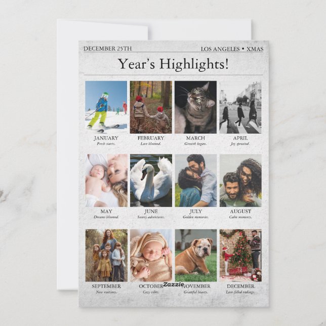 Newsletter Zeitung Weihnachten Jahr in Überprüfung (Rückseite)