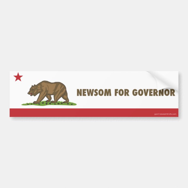 Newsom für Gouverneur-Kalifornien-Flagge Autoaufkleber (Vorne)