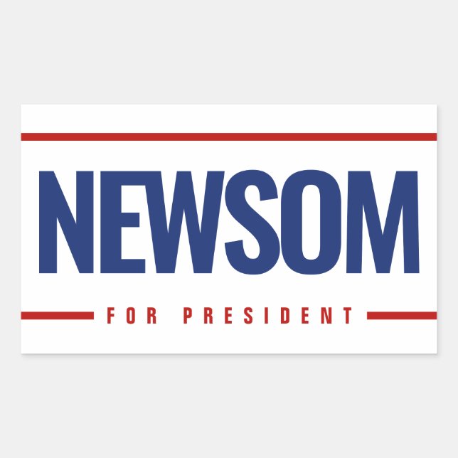 Newsom für Präsident Rechteckiger Aufkleber (Vorderseite)