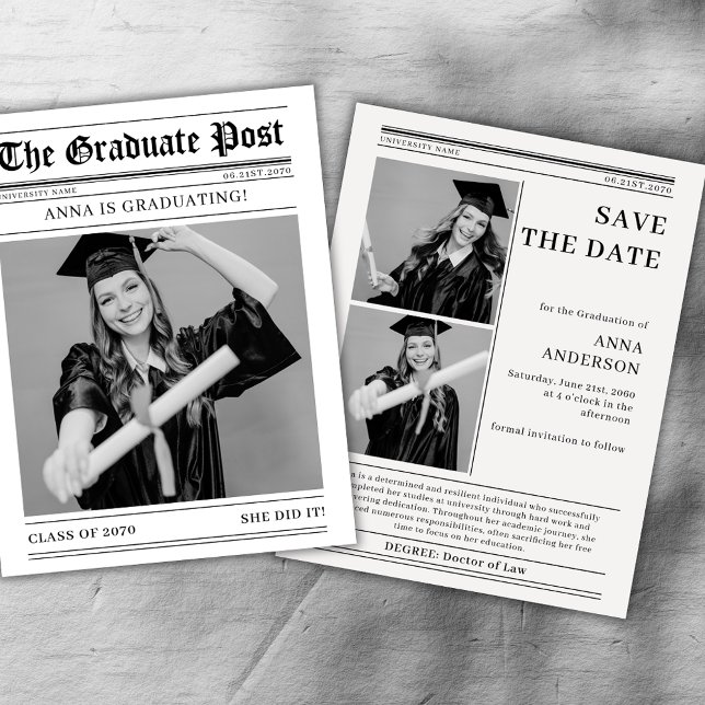 Newspaper 2026 Graduation Photos Save The Date (Von Creator hochgeladen)