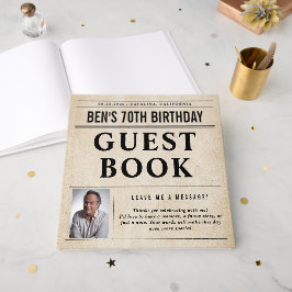 Newspaper Birthday News Funny Humorous Men 70th Gästebuch