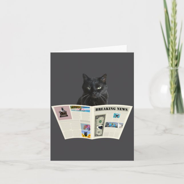 Newspaper Breaking News Black Cat Au Journal  Karte (Vorderseite)