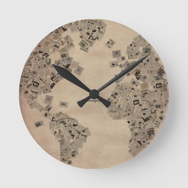 Newspaper Clock Runde Wanduhr (Vorderseite)