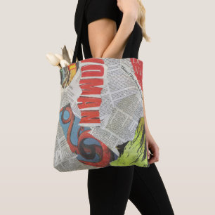 Newspaper Collage Tote Bag Tasche