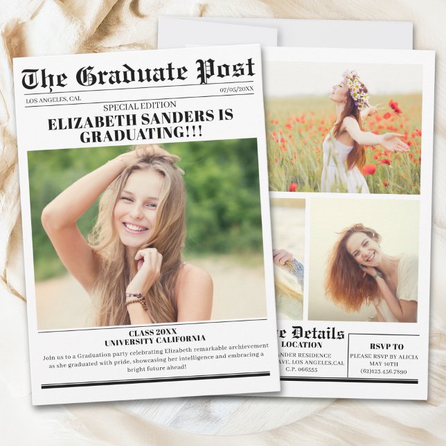 Newspaper Graduation with photos Einladung (Von Creator hochgeladen)