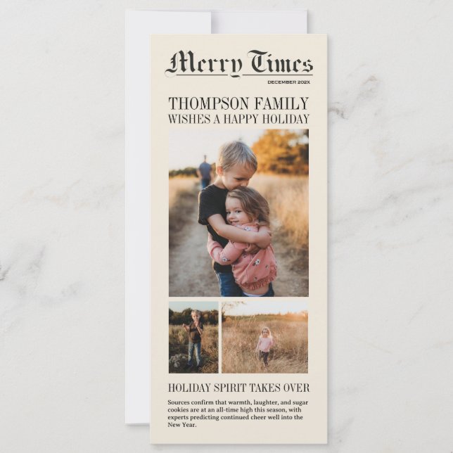 Newspaper-Inspired Holiday Photo Card Feiertagskarte (Vorderseite)