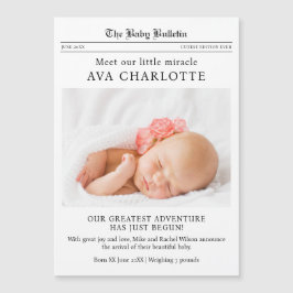 Newspaper Newborn Baby Announcement Magnetic Card Magnetkarte
