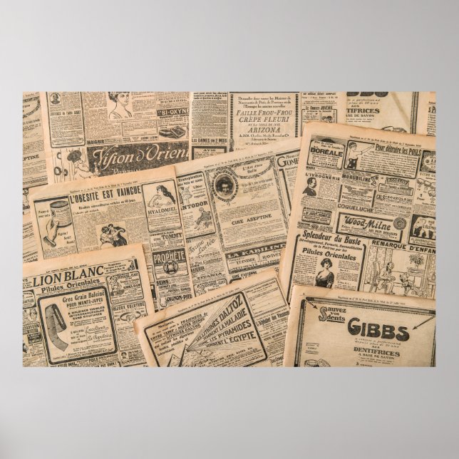 Newspaper pages with antique advertising. Vintage  Poster (Vorne)