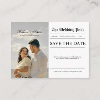 Newspaper Style Photo Wedding Save The Date  Begleitkarte
