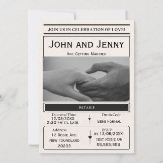 Newspaper-Style Wedding Invitation | Customisable 