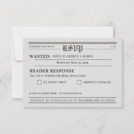 Newspaper-Style Wedding RSVP Response card Karte