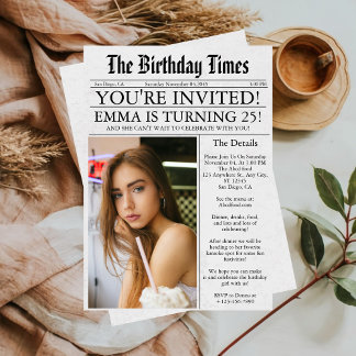 Newspaper Unique Fun Foto 25. Geburtstagsparty Einladung