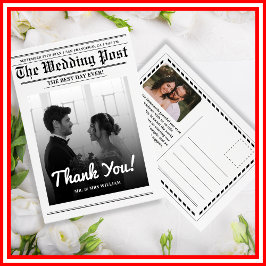 Newspaper Wedding Unique Modern Elegante Vielen Da Postkarte