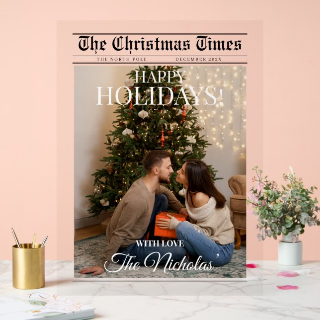 Newspaper What A Year Black White Photo Christmas (Mariage)