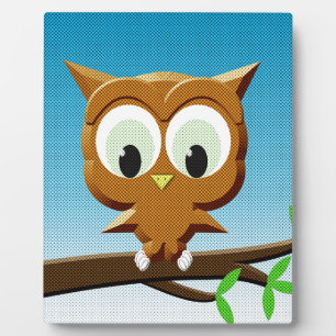 Newsprint Cartoon Owl Fotoplatte