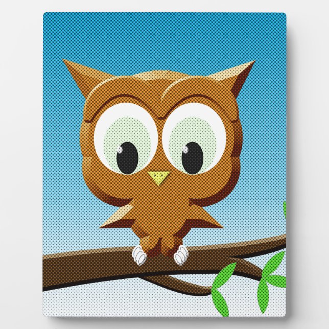 Newsprint Cartoon Owl Fotoplatte (Vorderseite)