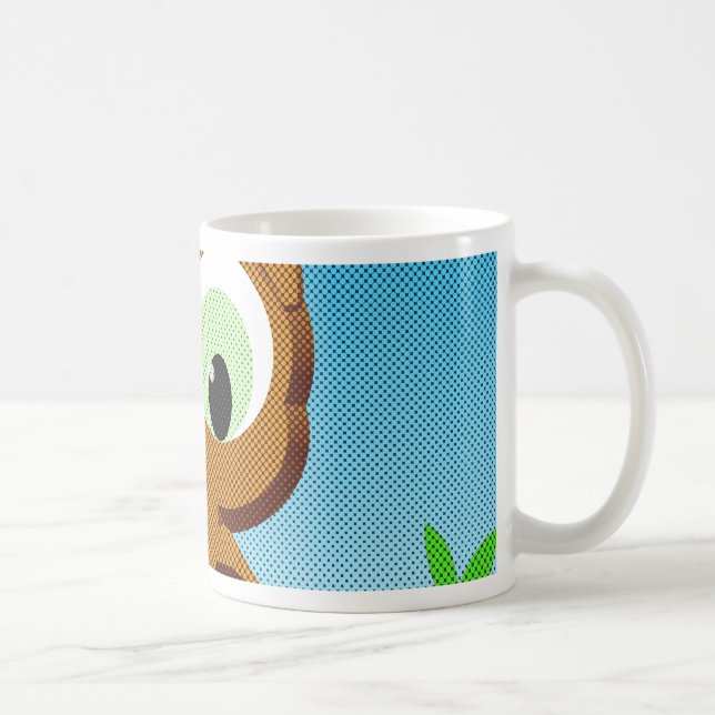 Newsprint Cartoon Owl Kaffeetasse (Rechts)