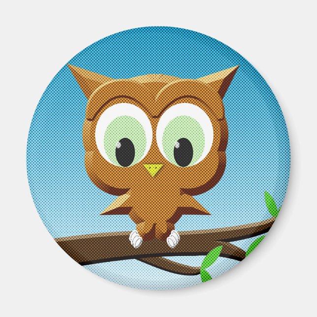 Newsprint Cartoon Owl Magnet (Vorne)