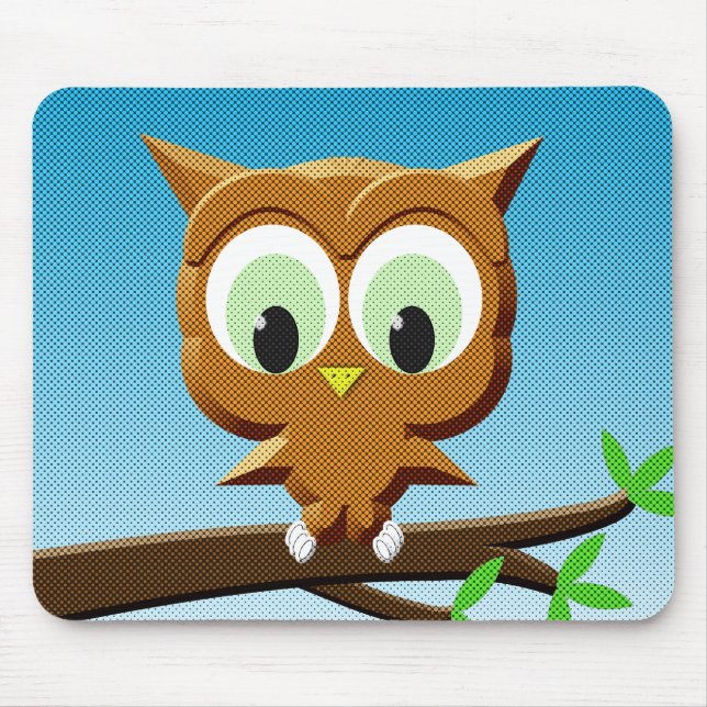 Newsprint Cartoon Owl Mousepad (Vorne)