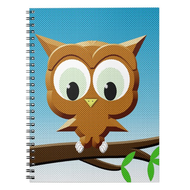 Newsprint Cartoon Owl Notizblock (Vorderseite)