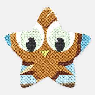 Newsprint Cartoon Owl Stern-Aufkleber