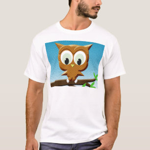 Newsprint Cartoon Owl T-Shirt
