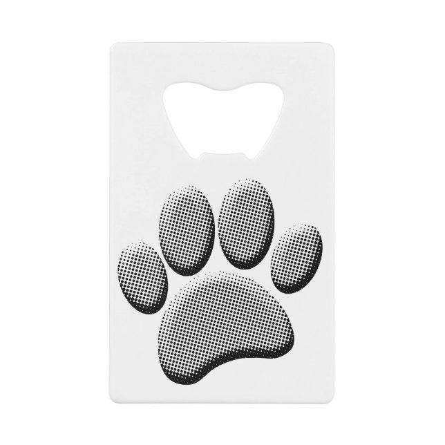 Newsprint Halftone Cartoon Dog Paw Prints Geldbeutel Flaschenöffner (Vorderseite)