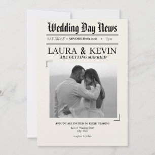 Newsprint-Headline-Hochzeit Einladung