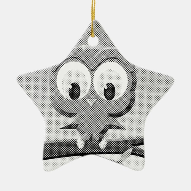 Newsprint-Schüssel in Schwarz und Weiß Keramik Ornament (Vorne)