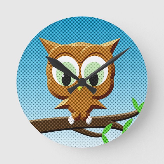 Newsprinter Cartoon Runde Wanduhr (Vorderseite)