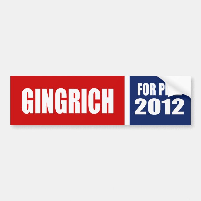 NEWT GINGRICH 2012 AUTOAUFKLEBER (Vorne)