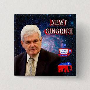Newt Gingrich - Tee-Party - GOP-Elefant Button