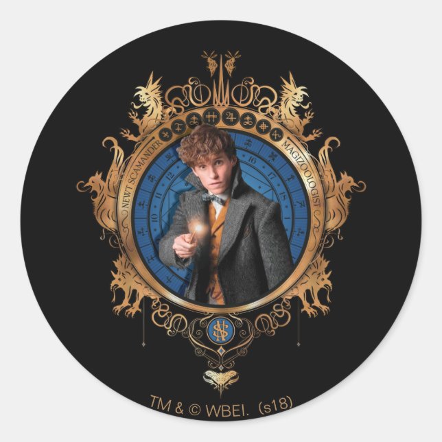 NEWT SCAMANDER™-Portrait Runder Aufkleber (Vorderseite)
