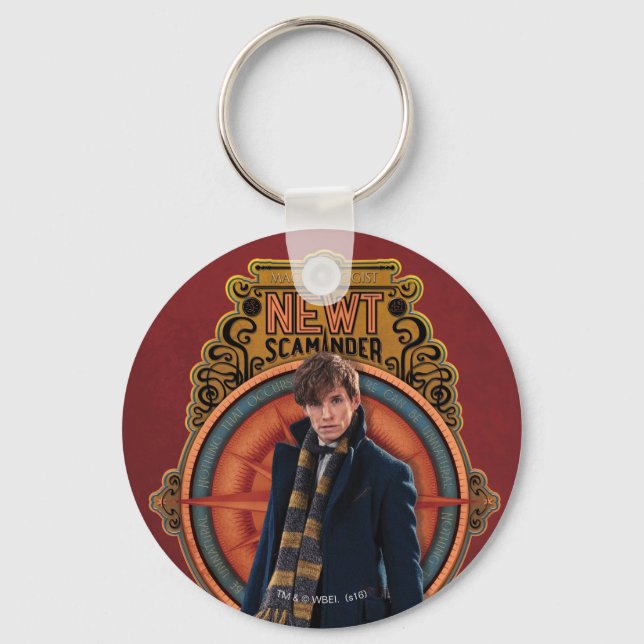 NEWT SCAMANDER™ Stehend Art Nouveau Panel Schlüsselanhänger (Vorderseite)