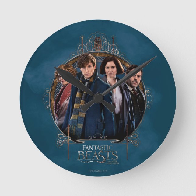 NEWT SCAMANDER™ und Company Art Nouveau Frame Runde Wanduhr (Vorderseite)
