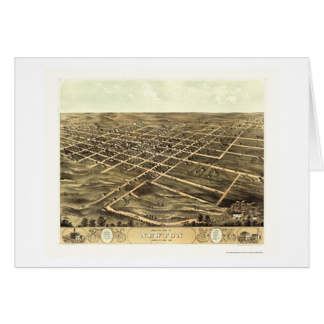 Newton, carte panoramique d'IA - 1868 (Devant horizontal)