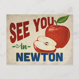 Newton Massachusetts Apfel - Vintage Reise Postkarte